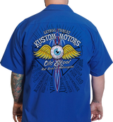 LETHAL THREAT Old Skool Eyeball Shop Shirt - Blue - 2XL DG60143XXL