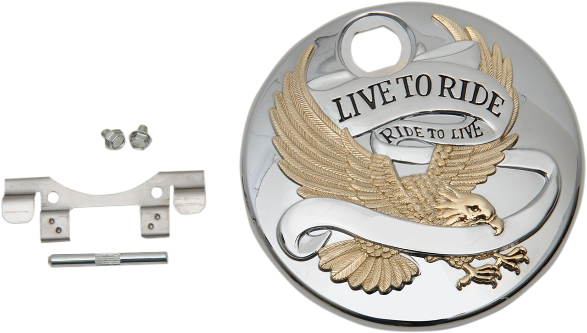 DRAG SPECIALTIES Puerta de consola Live to Ride - Cromada con oro PARA APARADOR 92-07 SOLAMENTE T22-0150CGA