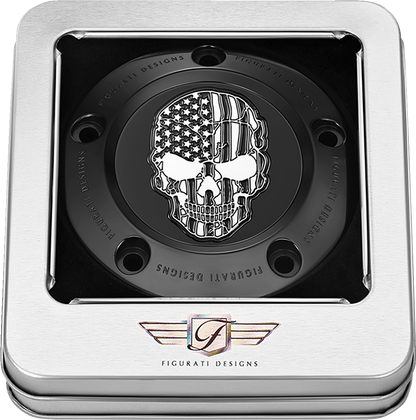 FIGURATI DESIGNS Timing Cover - 5 Hole - Skull - Contrast Cut - Black FD28-TC-5H-BLK