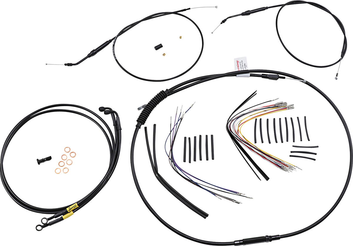 BURLY BRAND Cable Kit - Jail Bar - 14" Handlebars - Black Vinyl B30-1191