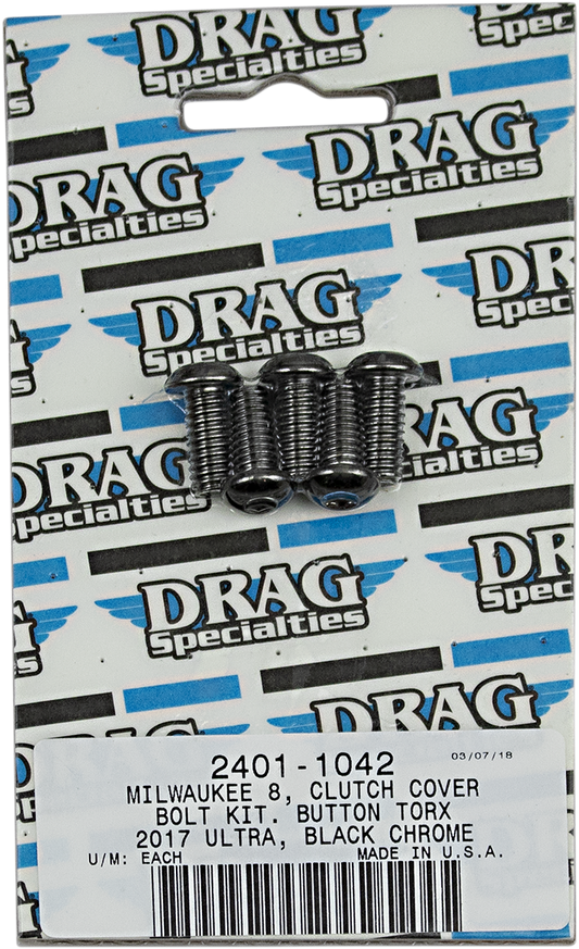 DRAG SPECIALTIES Clutch Torx® Bolt Kit - Black/Chrome MK788BK