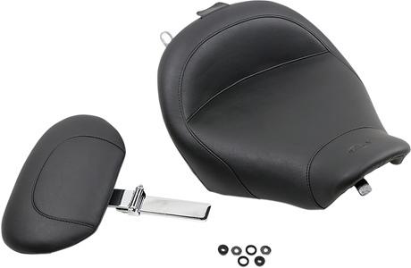 MUSTANG Wide Solo Seat - With Backrest - Vintage - Black - Smooth - Road King '97-'07 79100