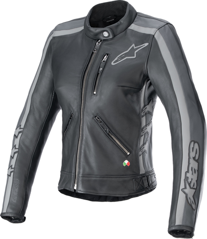 ALPINESTARS Stella Dyno Leather Jacket - Black Tar Gray/Dark Gray - XS 3113924-1296-XS