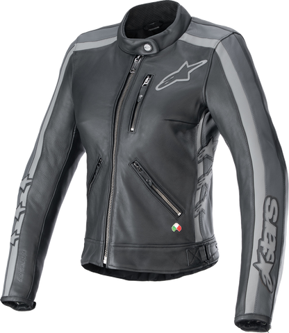 ALPINESTARS Stella Dyno Leather Jacket - Black Tar Gray/Dark Gray - Medium 3113924-1296-M