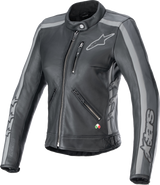 ALPINESTARS Stella Dyno Leather Jacket - Black Tar Gray/Dark Gray - 2XL 3113924-1296-2X