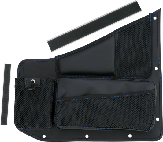 SHOW CHROME Kaliber Organizer - Passenger - Black with Blue Stitching H44-7PBLU