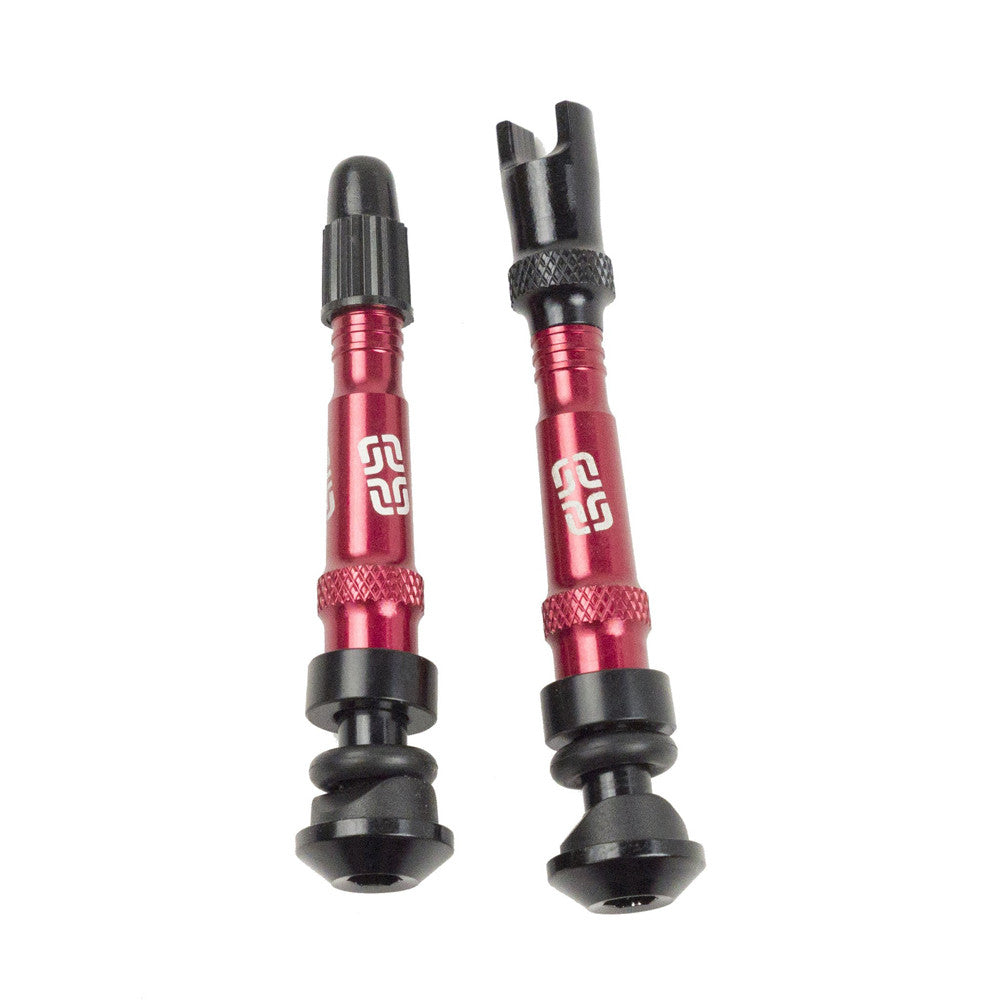 E13 Set 2 Alum Tubless Valves 27-37mm Rim Depth Red TR1UNA-116