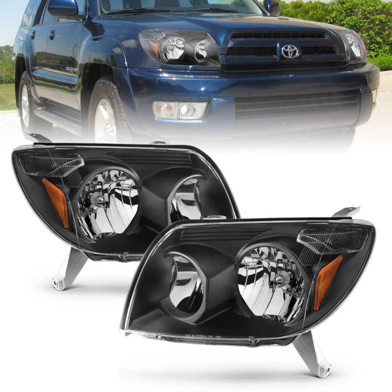 ANZO 2003-2005 Toyota 4Runner Crystal Headlights Black 111394
