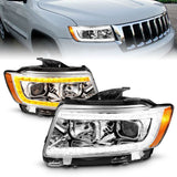 ANZO 11-13 Jeep Grand Cherokee (Factory Halogen Only) Projector Headlights w/Light Bar Swchbk Chrome 111569