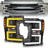 ANZO LED Headlights 17-18 Ford F-250 Super Duty Plank-Style L.E.D. Headlight Black (Pair) 111388