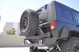 DV8 Offroad 07-18 Jeep Wrangler JK Rear Aluminum Bumper w/ Tire Carrier - Black RBSTTB-01