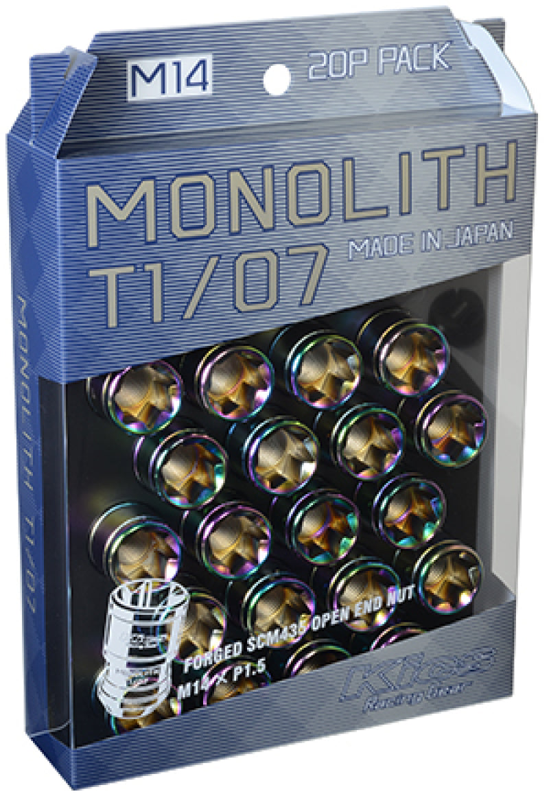 Project Kics 14 x 1.5 Neochrome T1/07 Monolith Lug Nuts - 20 Pcs WMN04N