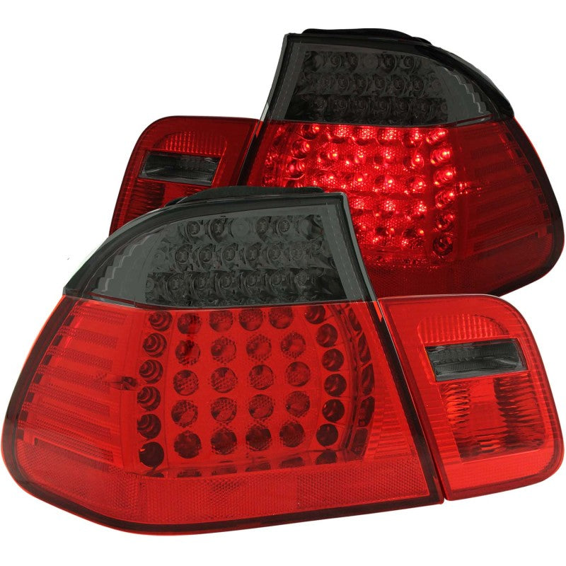 ANZO 1999-2001 BMW 3 Series E46 LED Taillights Red/Smoke 2pc 321126