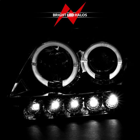 ANZO 1997.5-2003 Ford F-150 Projector Headlights w/ Halo and LED Chrome 1pc 111032