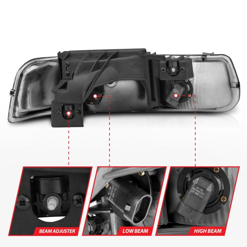 ANZO 1999-2002 Chevrolet Silverado 1500 Crystal Headlights Chrome 111011