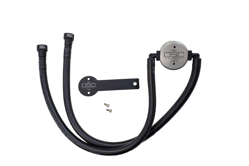 J&amp;L 16-24 Chevrolet Camaro LT1 6.2L Drivers Side Oil Separator 3.0 - Clear Anodized 3081D-C