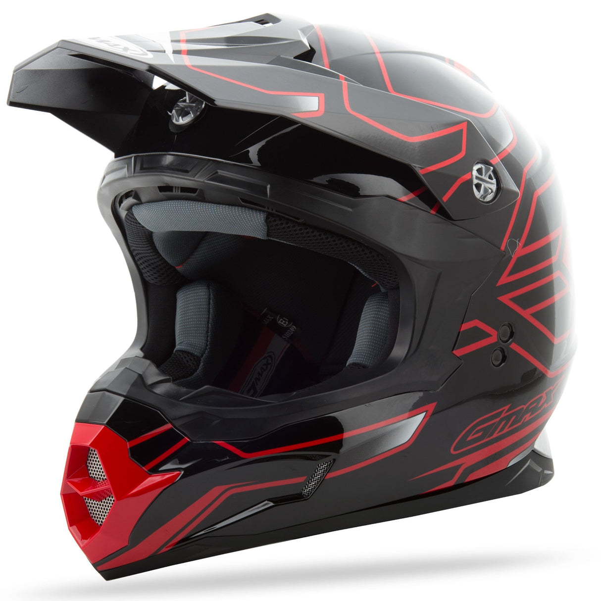 GMAX Mx-86 Off-Road Step Helmet Black/Black/Red Xl G3862207N TC-1
