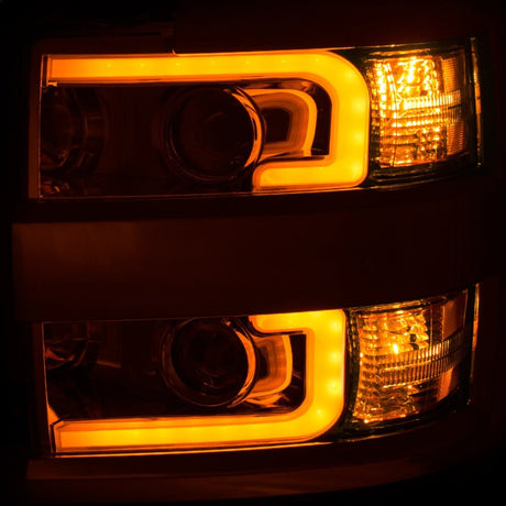 ANZO Projector Headlights 15-17 Chevrolet Silverado 2500HD / 3500HD Chrome w/ Chrome Rim 111366