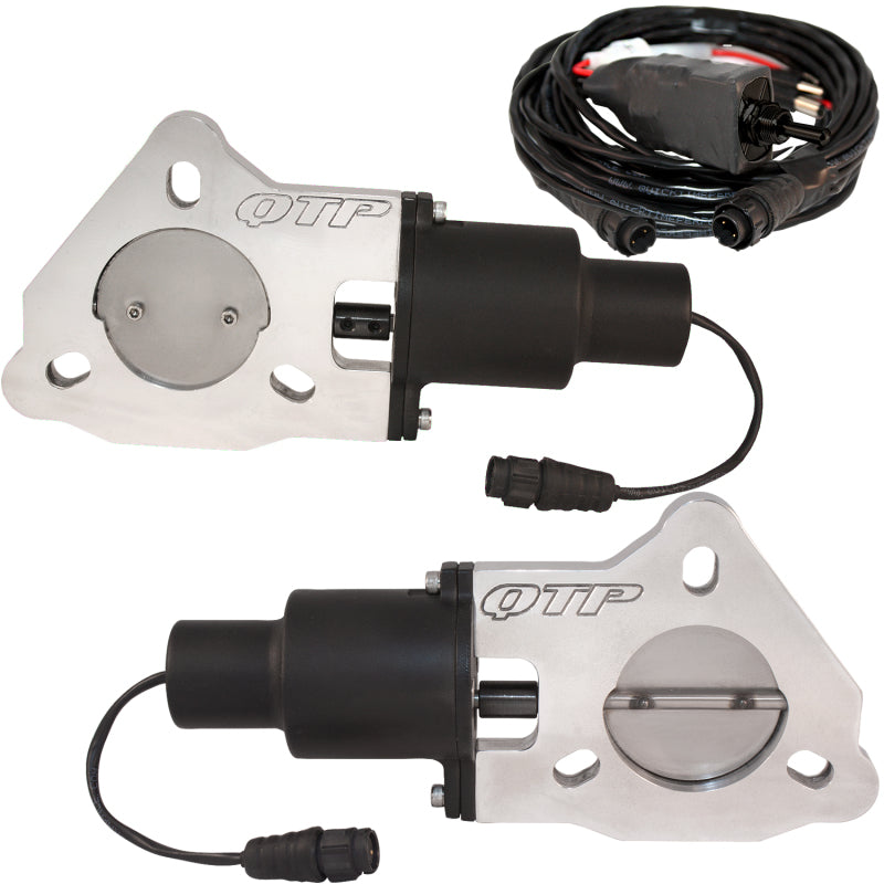 QTP 2.25in Bolt-On QTEC Dual Electric Cutout Valves - Pair QTEC45