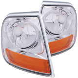 ANZO Corner Lights 1997-2003 Ford F-150 HARLEY - DAVIDSON Style Corner Lights Chrome w/ Amber Rflct 521026