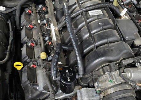 J&L 05-23 Dodge Charger 5.7L Hemi Passenger Side Oil Separator 3.0 - Black Anodized 3061P-B