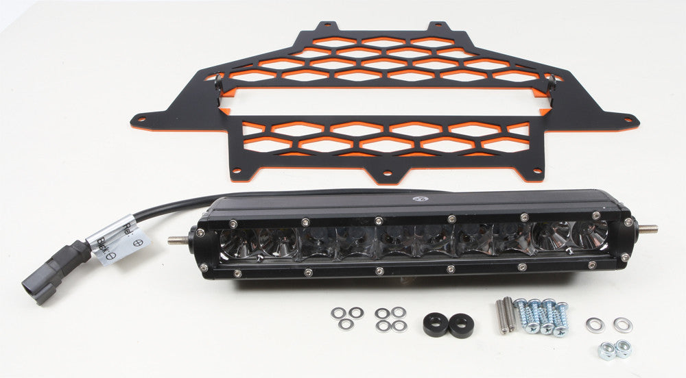 MODQUAD2-Panel Front Grill Black/Orange W/10" Light BarRZR-FGLS-XP-OR