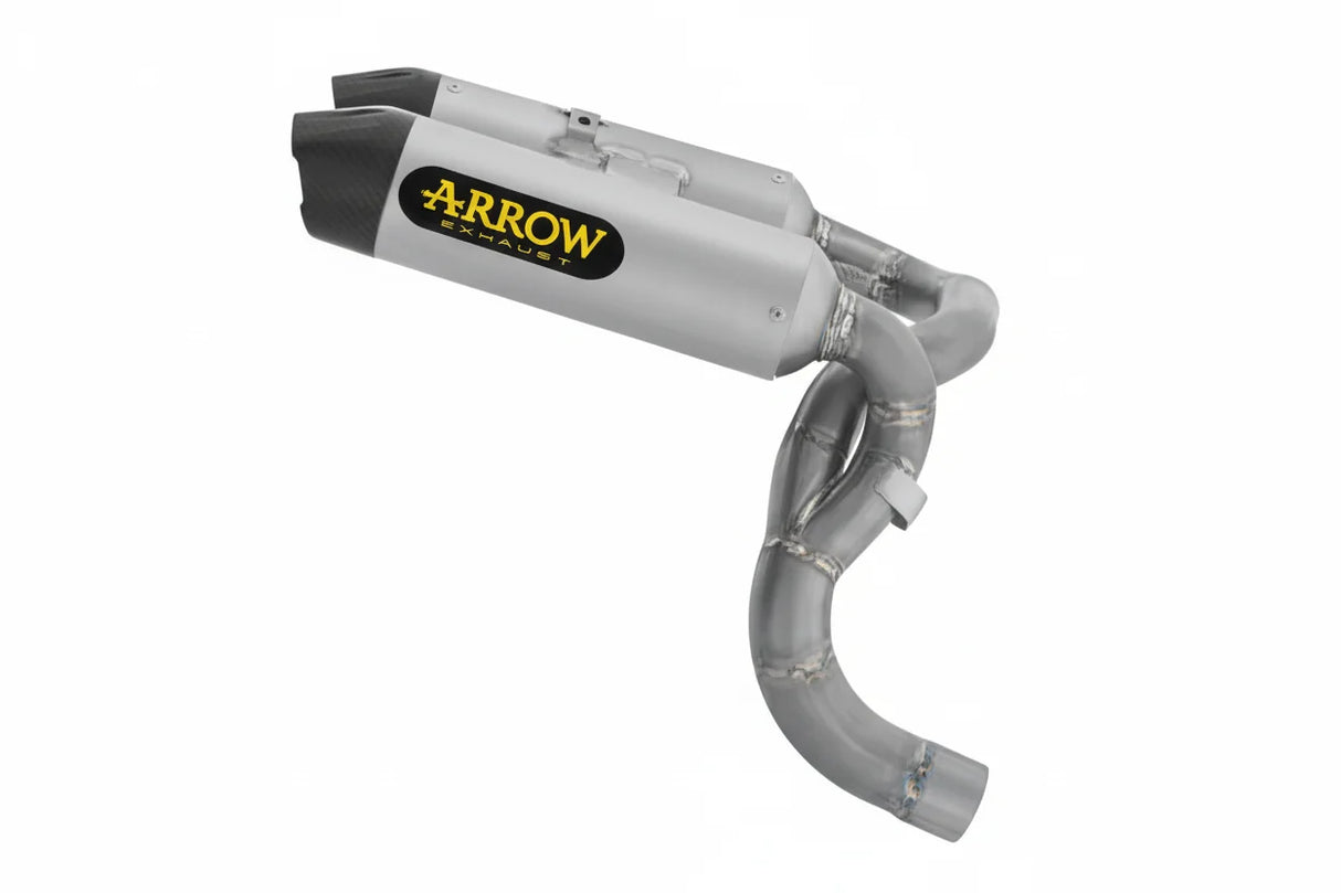 Arrow  Ducati Panigale V2/V2s E5+ 2025 Rh/Lh Round Sil Titanium Silencers + Stainless Steel Link Pipe 77504pr