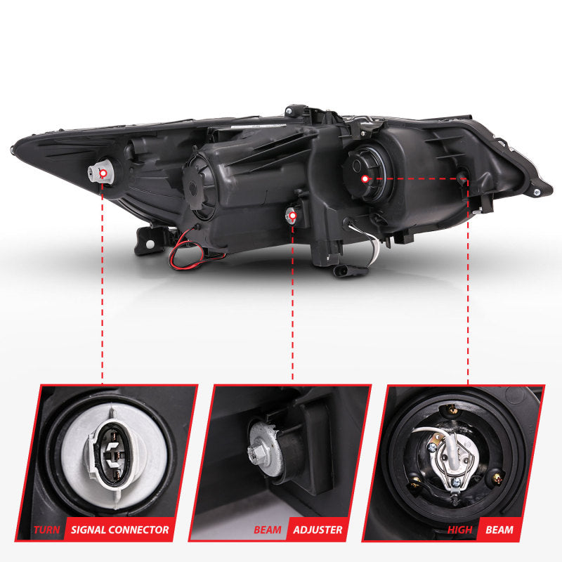 ANZO 2009-2012 Acura Tsx Projector Headlights w/ Halo Black (CCFL) (HID Compatible) 121393