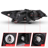 ANZO 2009-2012 Acura Tsx Projector Headlights w/ Halo Black (CCFL) (HID Compatible) 121393
