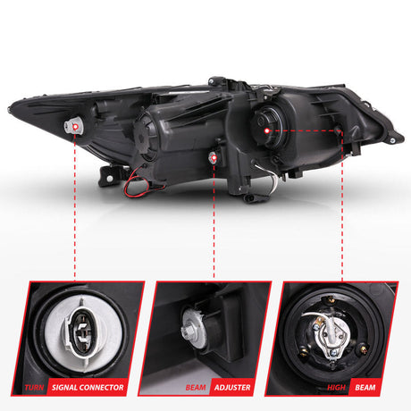 ANZO 2009-2012 Acura Tsx Projector Headlights w/ Halo Black (CCFL) (HID Compatible) 121393