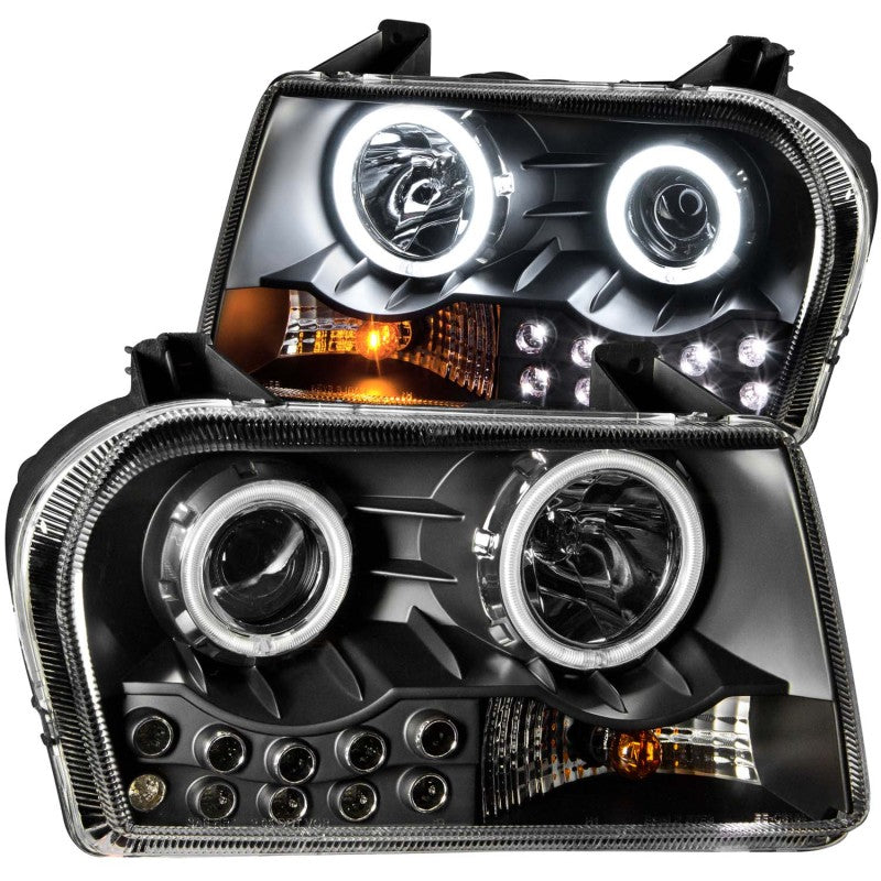 ANZO 2005-2010 Chrysler 300 Projector Headlights w/ Halo Black (Does Not Fit S Models) 121152
