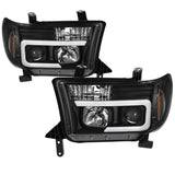 Spyder 08-13 Toyota Sequoia Projector Headlights - Light Bar DRL - Black PRO-YD-TTU07V2-LB-BK 5085344