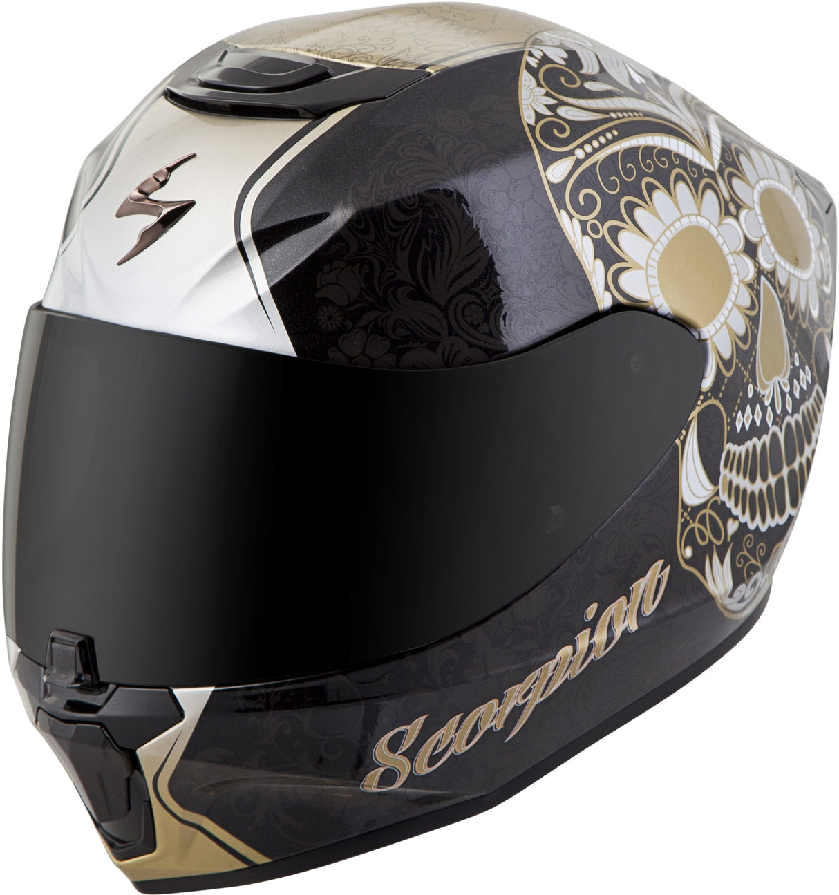 SCORPION EXO Exo-R420 Full-Face Helmet Sugarskull Black/Gold Xs 42-1222