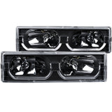 ANZO 1988-1998 Chevrolet C1500 Crystal Headlights Black w/ Low - Brow 111299