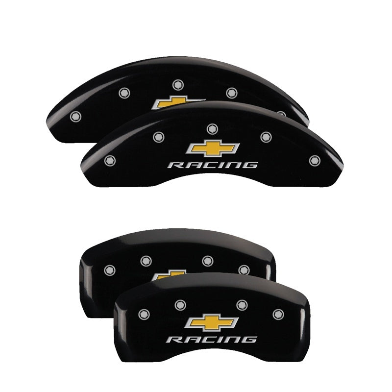 MGP 4 Caliper Covers Engraved Front & Rear Impala Black finish silver ch 14223SIMPBK