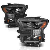 ANZO 15-17 Ford F-150 Project Headlights w/ Plank Style Design Black w/ Amber Sequential Turn Signal 111408