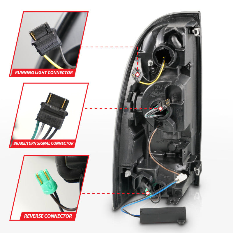 ANZO 05-15 Toyota Tacoma Full LED Tail Lights w/Light Bar Sequential Black Housing Smoke Lens 311428