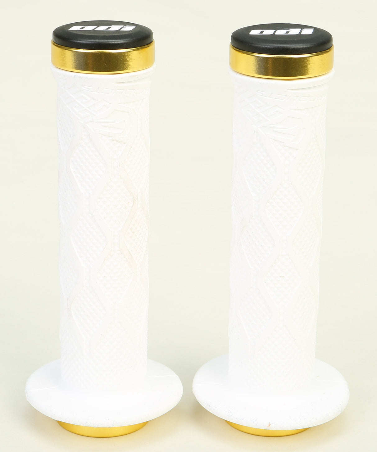 TANGENT Pro Lock-On Grips White W/Gold Alloy Clamp 130mm 16-2108W