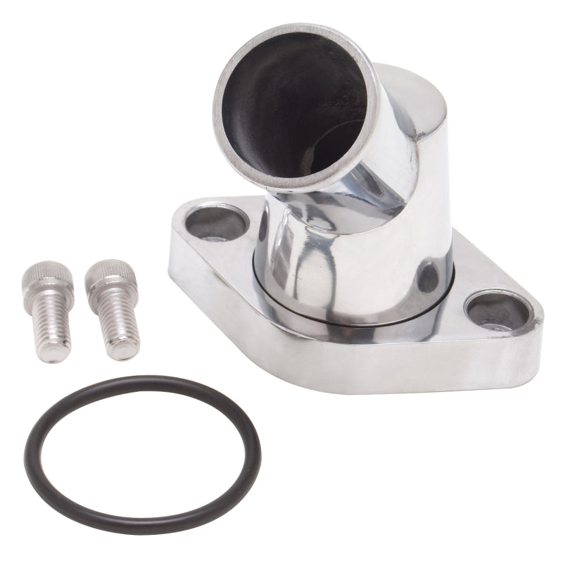 Edelbrock Waterneck Sbc/BBC 45-Degree Two-Piece Cast SwIVel Polished 4817