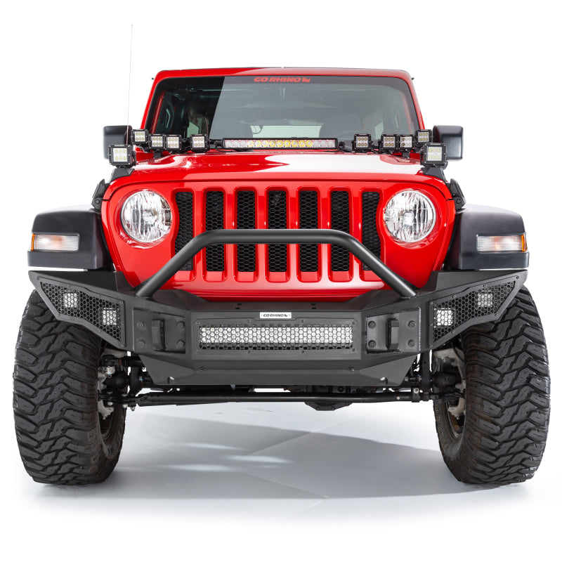 Go Rhino 07-20 Jeep Wrangler JL/JLU/JK/JKU/Gladiator JT Rockline Full Width Bumper w/ Overrider 331201T