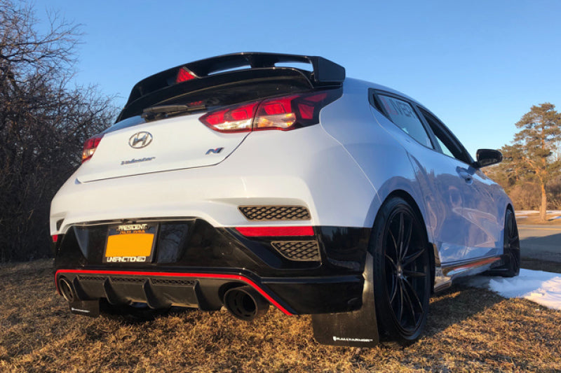 Rally Armor 19-22 Hyundai Veloster N Black UR Mud Flap w/ Performance Blue Logo MF57-UR-BLK/PBL