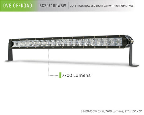 DV8 Offroad SL 8 Slim 20in Light Bar Slim 100W Spot 5W CREE LED - Black BS20E100W5W