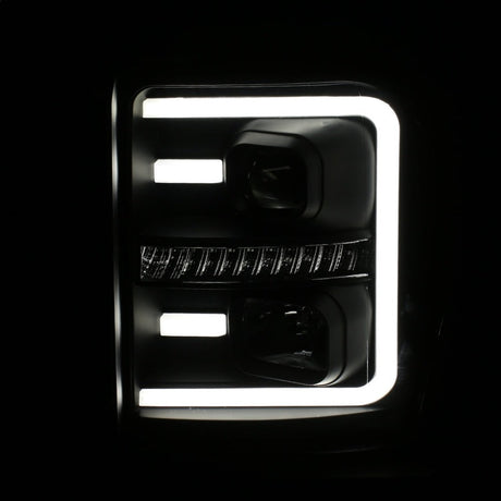 ANZO 2011-2016 Ford F250 Projector Headlights w/ Plank Style Switchback Black w/ Amber 111406