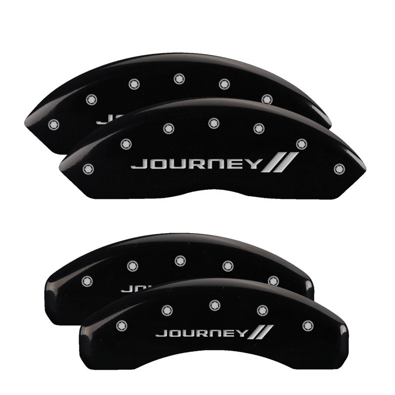 MGP 4 Caliper Covers Engraved Front & Rear Bowtie Black finish silver ch 14004SBOWBK