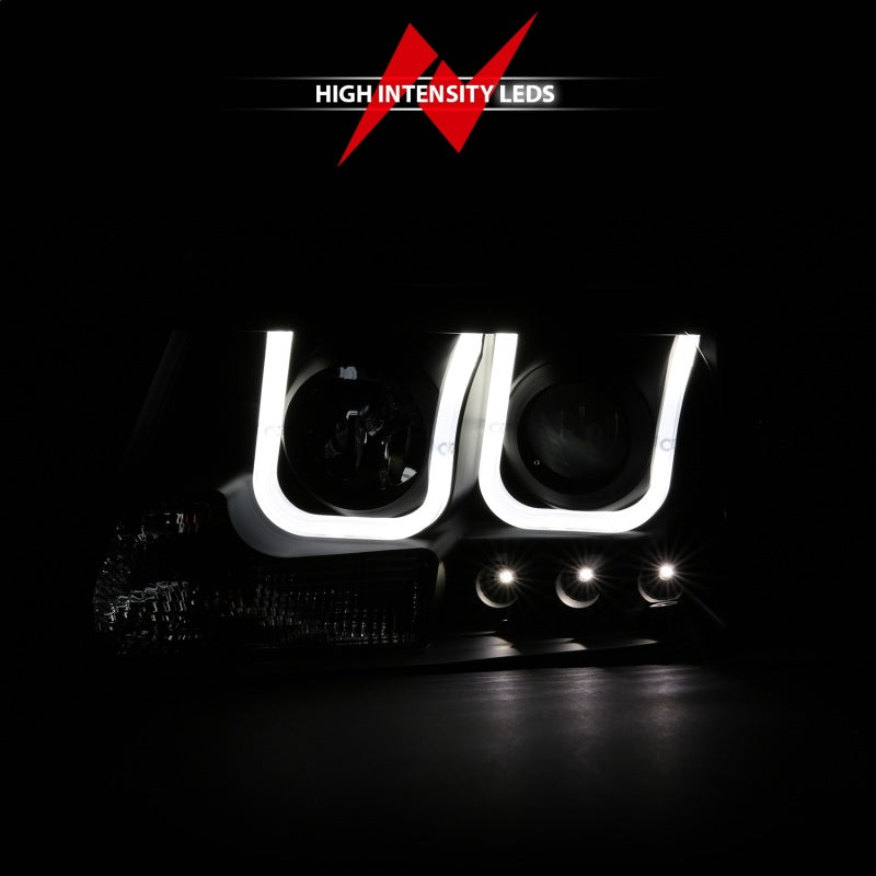 ANZO 2004-2008 Ford F-150 Projector Headlights w/ U-Bar Black 111288
