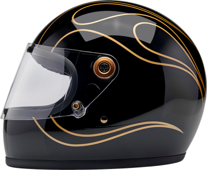 BILTWELL Gringo S Helmet - Gloss Black Flames - XS 1003-567-501