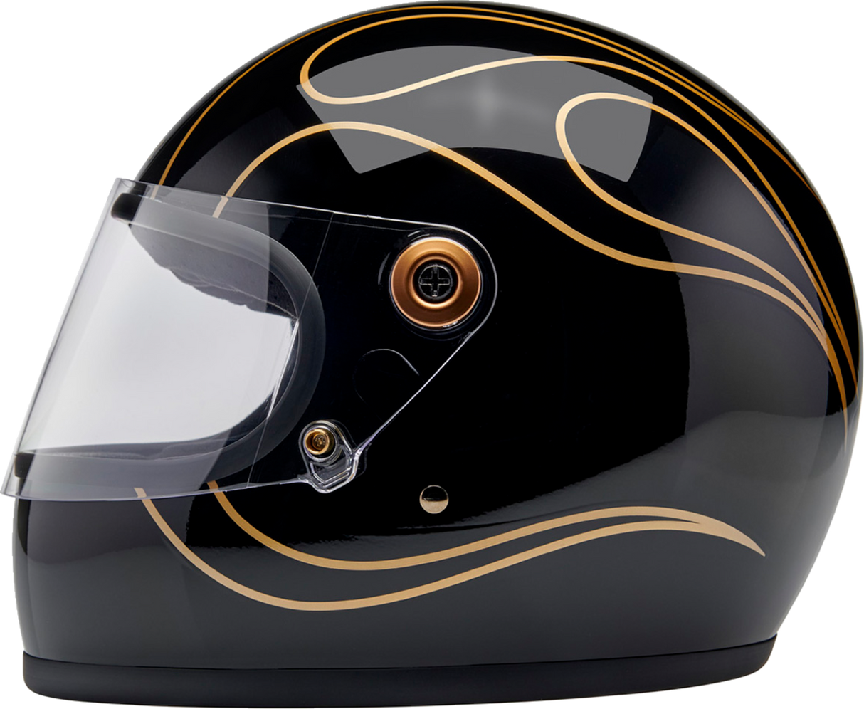 BILTWELL Gringo S Helmet - Gloss Black Flames - 2XL 1003-567-506