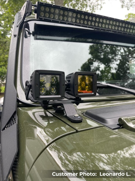 Go Rhino 18-20 Jeep Wrangler JL/JLU/Gladiator JT Light Mount - Two 3in Cubes 730230T