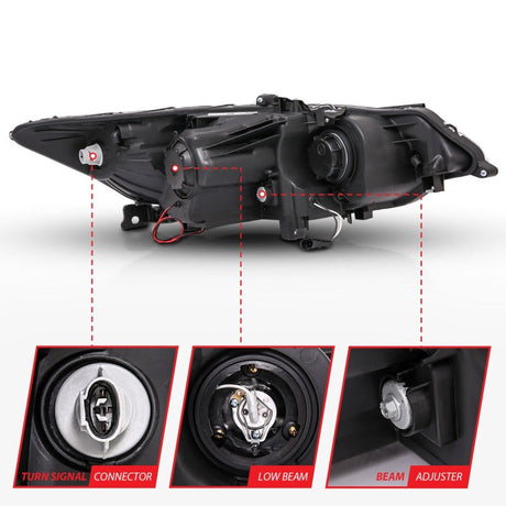 ANZO 2009-2012 Acura Tsx Projector Headlights w/ Halo Black (CCFL) (HID Compatible) 121393