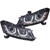 ANZO 2008-2012 Honda Accord Projector Headlights w/ U-Bar Black 121483